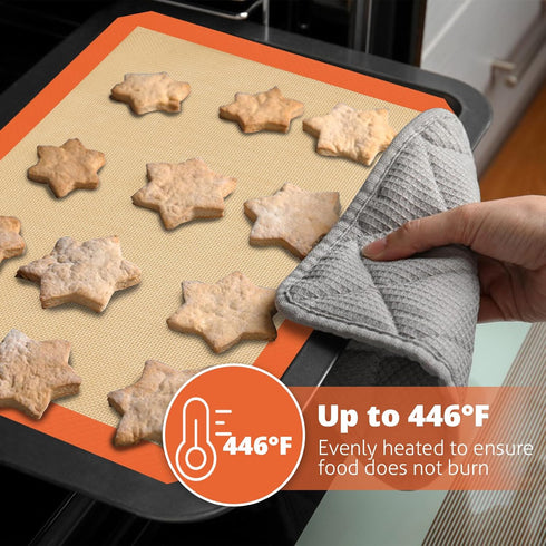 Silicone Baking Mat Set of 3, Non-Stick Mats for Baking, Easy Clean & Reusable Oven Baking Sheet for Cookies
