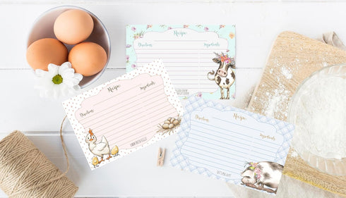 Silly Goose Gifts Lets Pig Out! Farm Themed Recipe Cards - 24 Vintage Retro Recipe Cards