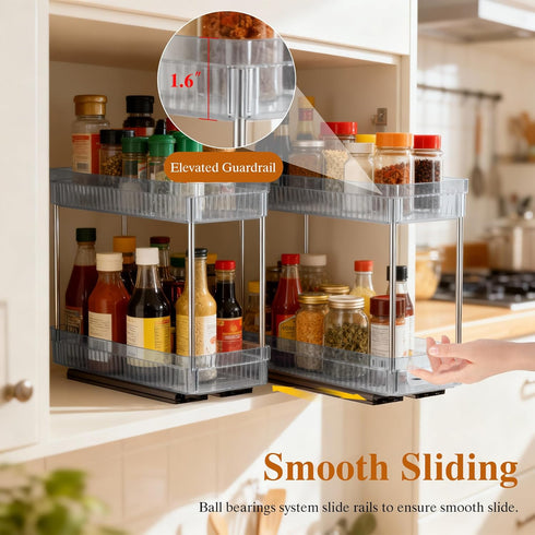 DABIGE 3 Pack 2 Need:12'' 11'' 5'' Pull Out Spice Rack Organizer for Cabinet, Tier Slide Out Spice Racks Organizer