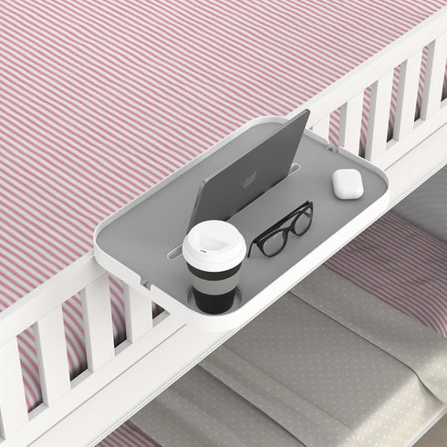 KIWIFOTOS Bedside Shelf with Silicone Pad Top, Clip On Nightstand Snack Organizer, 17" Large Dorm Room Bed Side Table