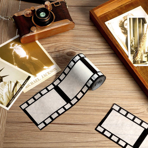 Gejoy 2 Rolls Filmstrip Tape, Movie Party Decorations, Filmstrip Poly Streamers for Cinematic Birthday Event Home Decor
