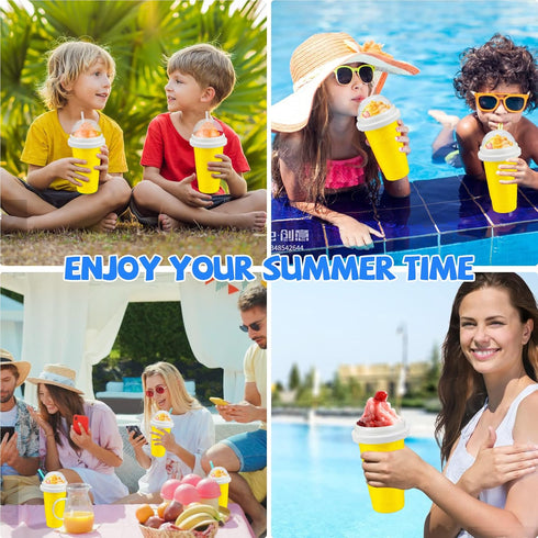 Slushy Maker Cup, Magic Quick Frozen Smoothies Cup, Portable Double Layer Slushy Maker for Kids Family