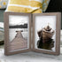 AEVETE 5x7 Double Picture Frames Hinged Wood Folding Frames for Vertically Display, Gray