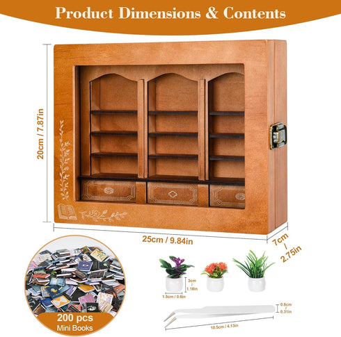 Pawnoc 200 1 3 1 Anxiety Bookshelf with Mini Books, Mini Library Decor, Shake Away Your Anxiety, Includes Bookshelf