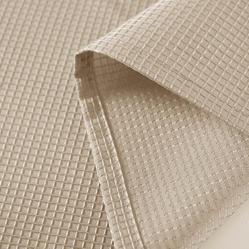 Valea Home Waffle Weave Textured Bathroom Window Curtains, Water Repellent Short Kitchen Tiers, Taupe, 36 x 36 inches