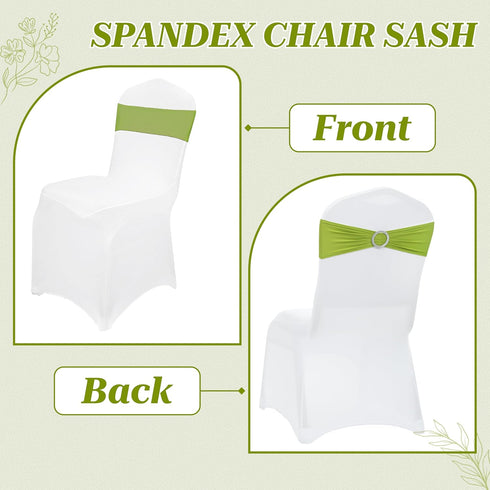MDS Pack 10 of Spandex Chair Sashes Bow Premium Stretch Chair Cover Band with Buckle Slider Universal fits Elastic