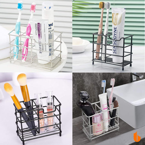 Urbanstrive Bathroom Toothbrush Holder Stand, 304 Stainless Steel Toothpaste Holder Organizer (Silver, Small)