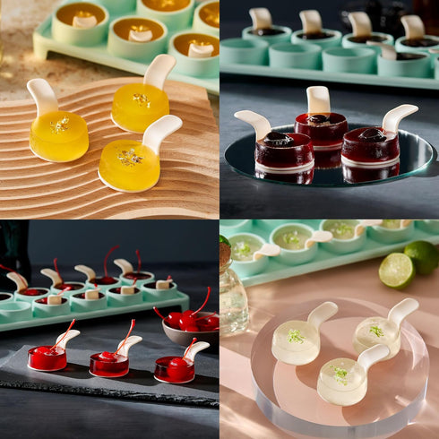 14 Boozy 14.5 1.5 5.3 Inch Rabbit Jelly Shots Edible Cocktail Maker, Silicone Jello Shot Mold with Reusable Spoons