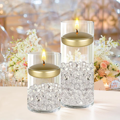 Mega Candles 12 pcs Unscented Gold Floating Candles | Hand Poured Wax Candle, 3 Inch Diameter