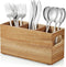 Acacia Wooden Utensil Caddy, Silverware Holder, Cutlery Organizer for Countertop, Fork Spoon Knife Holder for Party