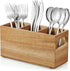 Acacia Wooden Utensil Caddy, Silverware Holder, Cutlery Organizer for Countertop, Fork Spoon Knife Holder for Party
