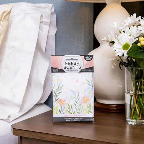 6 Closets, 6 Pack Fresh Scents Scented Sachets | Baby Powder | Home Fragrance | Long Lasting (Up to Months) | Air