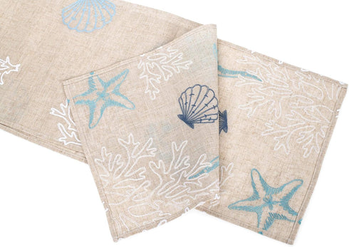 DII Design Imports Seashore Table Runner Embroidered