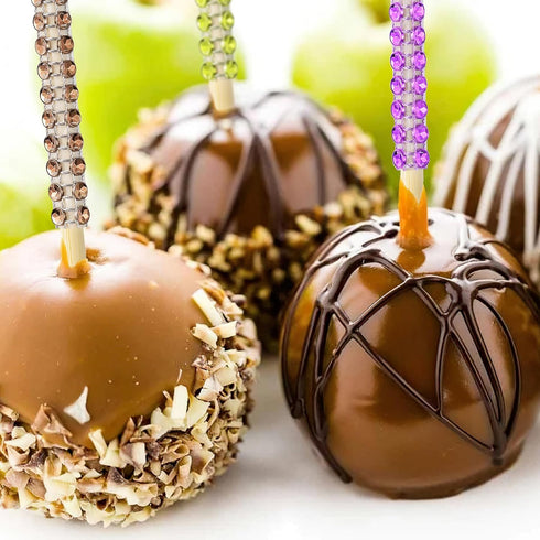 MULTIONS 26+24PCS set,Treat Including24PCS 6-Inch Stick24PCS Candy Apple Stick Sticks Rhinestone Apple Bamboo Bags a