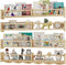 ECOOCE 34Inch Nursery Bookshelves,Set of 4,Wall Floating Shelf Kids Coat Rack with 6Hooks,Hanging