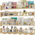 ECOOCE 34Inch Nursery Bookshelves,Set of 4,Wall Floating Shelf Kids Coat Rack with 6Hooks,Hanging