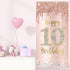 Happy 10th Birthday Door Banner Backdrop Decorations, Pink Rose Gold 10 Year Old Birthday Party Door Cover Sign Supplies