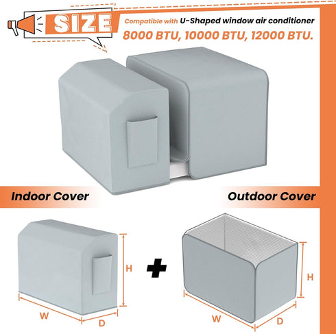 GCGOODS U-Shaped Air Conditioner Cover Set, Outdoor Cover with Foil & Indoor Cover, Full Coverage and Dust-Proof