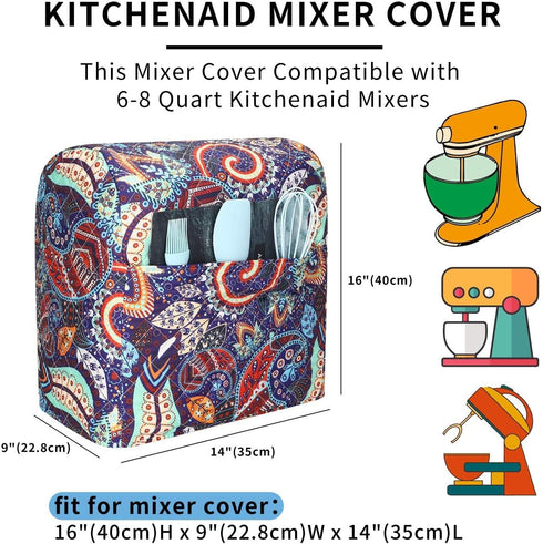 Kitchen Aid Mixer Cover, Compatible with 5-8 Quart Kitchenaid Hamilton Mixers, with Pockets
