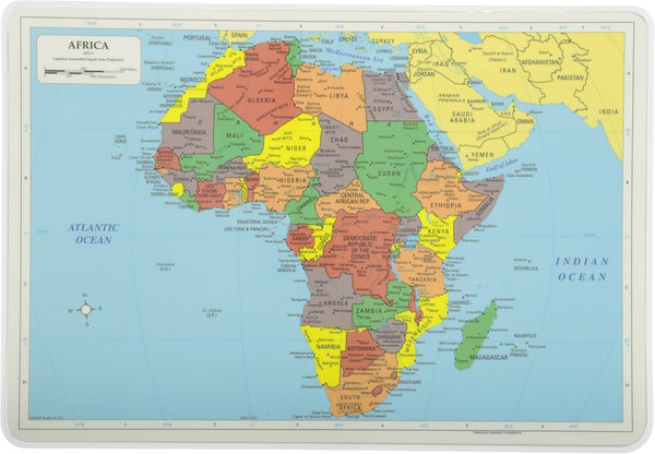Painless Learning Africa Map Placemat - 12 x 17 1/2 inches