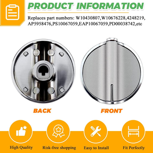 Techecook Upgraded Gas Stove Knobs Replacement for Whirlpool Gas Range, 5PACKS W10766544 W10430807