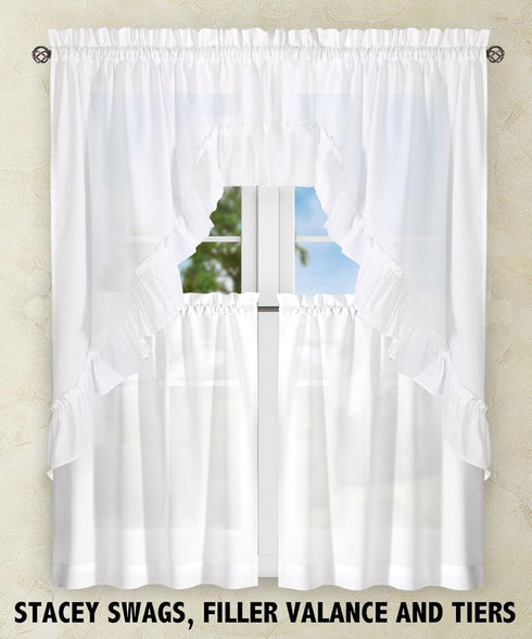 Ellis Curtain Stacey Sheer Balloon Valance, 60" x 15", White