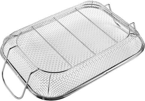 WUWEOT Grill Basket, 15" x 11" Stainless Steel Vegetable Barbecue Basket with Two Handles for Grilling