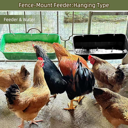 DallerSoode 7.5 2 Pack,Hanging Hanging Goat Feeders,Chicken Feeder Waterer,Large Feed Trough Quart Fence Feed Trough