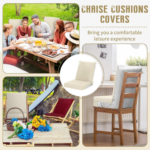 2 (Beige,44'' 21'') Tudomro Pcs Outdoor High Back Chair Cushion Covers (Not Includes Cushion) Waterproof Patio