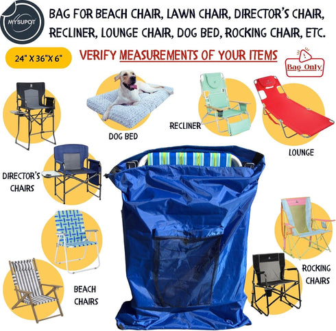 36"x24"x6") 420D ROYAL BLUE (Large Beach Chair Bag. For Tent, Camping Mattress, Recliner, Dog Bed, Director & Lounge