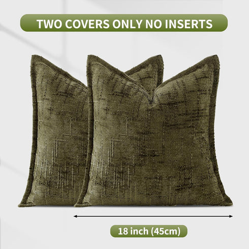 18x18 Set 2, HPUK Fall Chenille Soft Throw Pillow Covers of Accent Cushion Covers for Living Room, Bedroom, Decorative