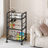Bar Cart with Wine Rack and Glass Holder, Serving Cart for Home, Mobile Kitchen Shelf, Rolling Beverage Cart in Black