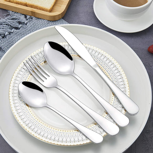 Wildone 30-Piece Silverware Flatware Cutlery Set, Stainless Steel Tableware Utensils Service for 6, Includes Dinner