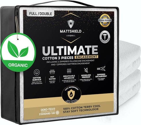MATTSHIELD Ultimate Sensitive Skin 3-Piece Kit Full Size Bed Bug Mattress Protector