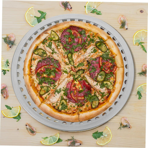 Pizza Pan for Oven Pizza Ovens Round Shaped Baking Pan Round Shaped Pizza Plate Perforated Pizza Pan Pizza Tray Cookie Tray Pizza Pans Tool Tray Stainless Steel Biscuit Crisper by VINTORKY