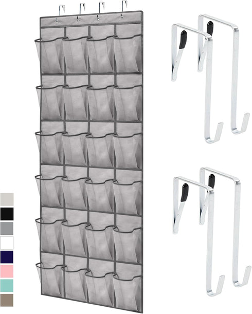 GORILLA GRIP Over the Door Shoe Organizer, 24 Large Breathable Mesh Pockets,