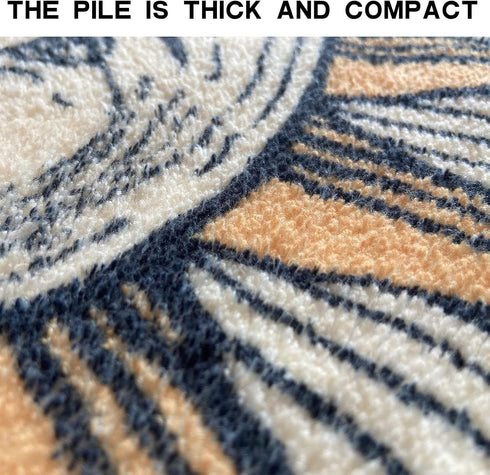 Semi Circle Bathroom Floor Rug, Half Round Door Mat, Non-Slip Welcome Entrance Way Rug, Absorbent Microfiber Tufted Rug