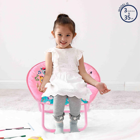 Chair,19 3+ Gabbys Dollhouse Toddler Saucer Kids Folding Lounge Chair with Soft Cushion & Sturdy Metal Frame, Portable