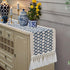 48 Inch, yuboo Blue and White Table Runner Short Boho Woven Coffee Table Runner for Round Table, Coastal Farmhouse