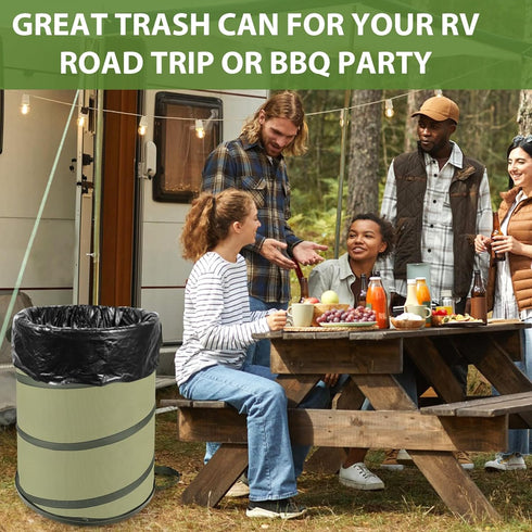 Hard Bottom Collapsible Garden Bag, 45 Gallon Pop Up Trash Can for Camping, Reusable Yard Waste Bags for Patio, Leaf,