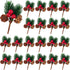 GXXMEI 30PCS Christmas Floral Picks, Pine Cone Holly Berry Stems for Crafts, Artificial