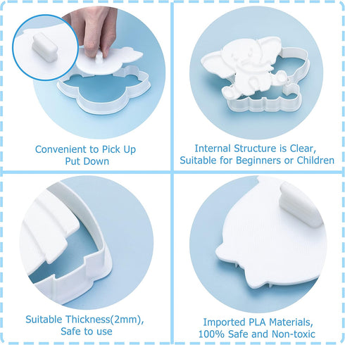 Set 6 3D Baby Shower Cookie Cutter Piece Stampers Molds DIY Fondant Decorating for Kids' Birthday Party Kitchen Tools