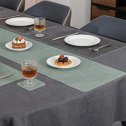 Chitomars 72 Inches 12 72 Inch) Table Runners Long, Dual-Sided Faux Leather Farmhouse Table Runner Waterproof Heatproof
