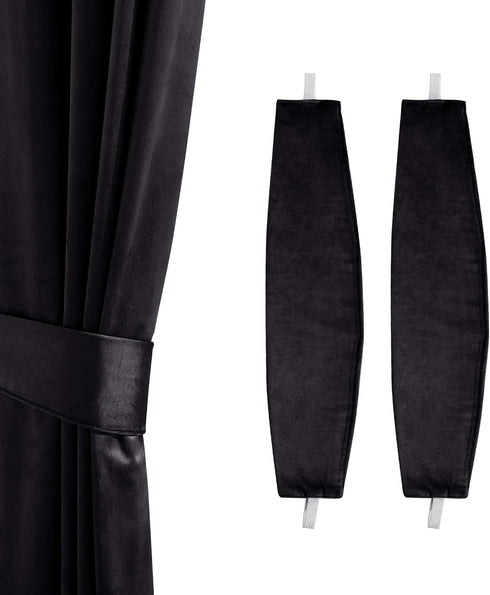 StangH Black Curtain Tie Backs for Drapes, Thick Plush Velvet Holdbacks for Living Room Bedroom Curtains