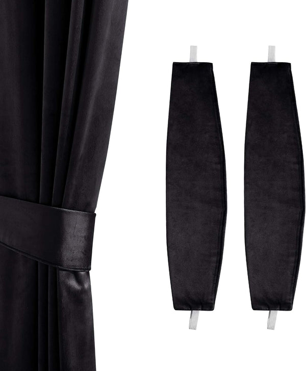 StangH Black Curtain Tie Backs for Drapes, Thick Plush Velvet Holdbacks for Living Room Bedroom Curtains