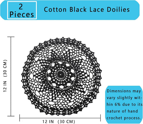 2 12 Inch Pieces Halloween Doilies Crochet for Dressers and End Tables Crafts Disposable Small Valentines Doilies Cloth