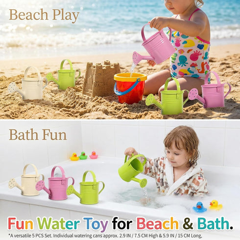 5 Pack 6oz Small Metal Watering Can for Kids, Mini Plant Water Pot for Indoor Outdoor Gardening, Cute Toddler Beach