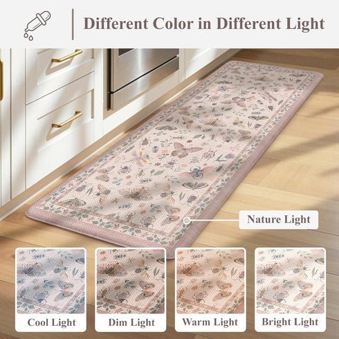 2 Set, LEEVAN Anti Fatigue Mats for Kitchen Floor Non-Slip, Cushioned Kitchen Mats for Floor Piece, Pink Memory Foam