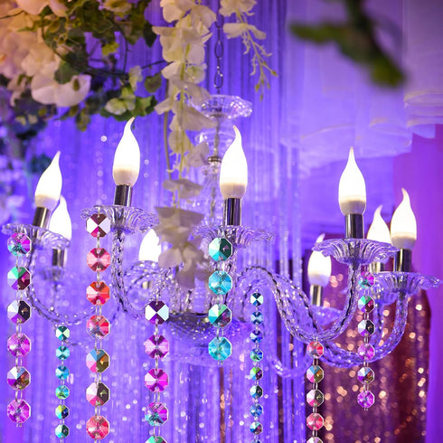 Blushtier 14mm Party(33 Crystal Garlands Acrylic Octagon Bead Strands Iridescent Clear Diamond Hanging Chandelier Chain