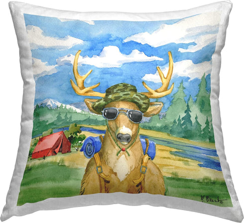 Stupell Industries Camping Gear Deer Nature Design Throw Pillow - 18 x 18, Multi-Color